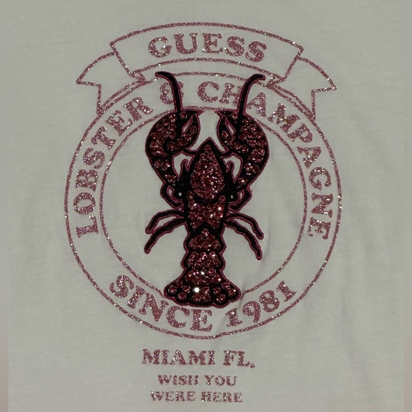 Guess Embellished T shirt. Pink and White Ombré. Size Medium. - Picture 5 of 5